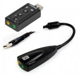 Звуковая карта USB (разъемы: выход 3.5мм, вход микрофонный 3.5мм)