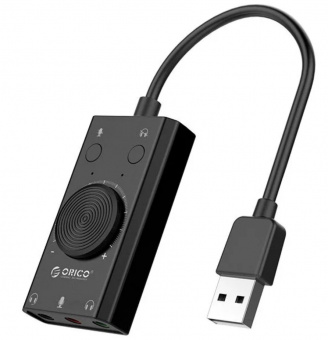 Звуковая карта USB ORICO (разъемы: выход 3.5мм, вход микрофонный 3.5мм)